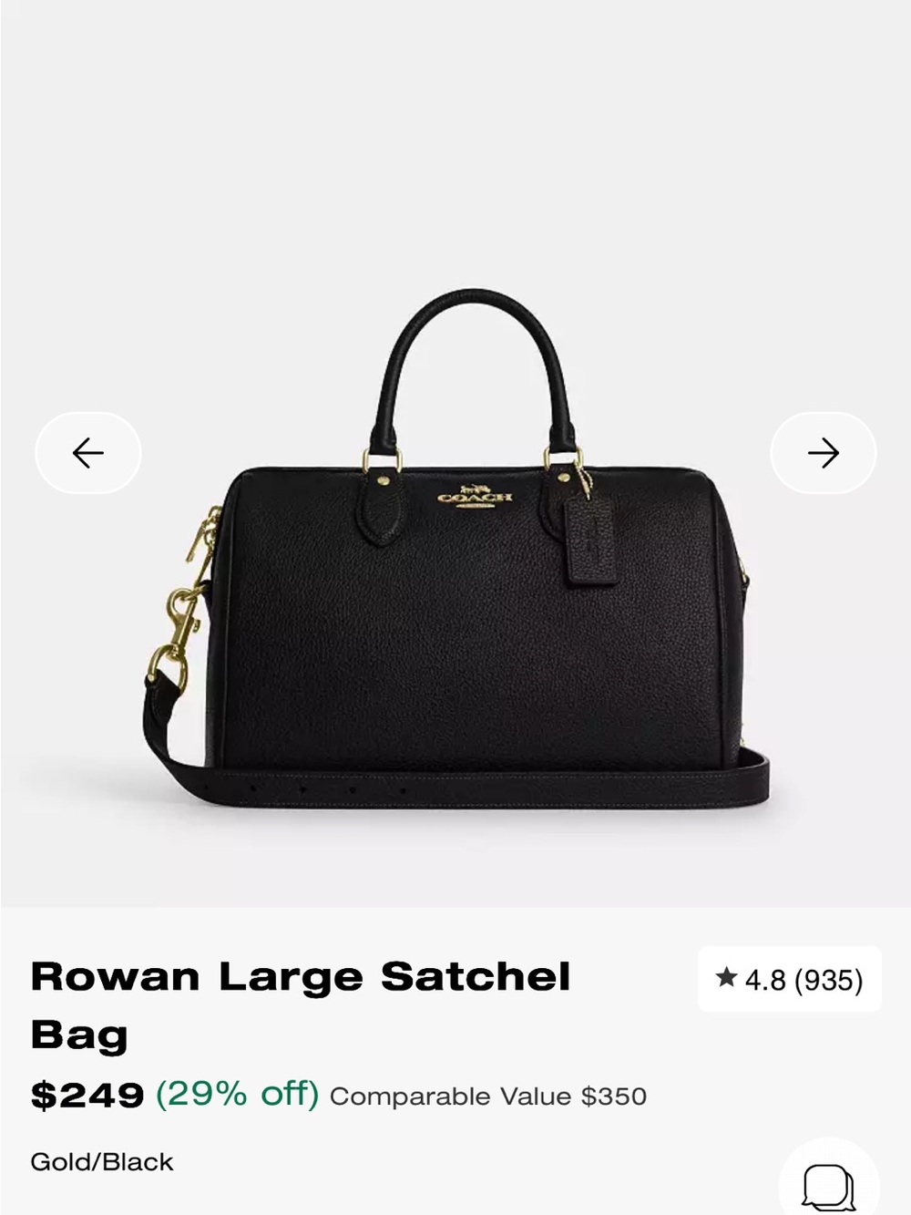 Large coach Rowan with shoulder strap
